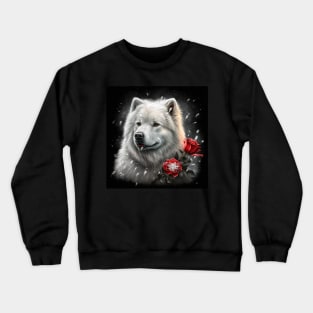 Samoyed With Red Roses Crewneck Sweatshirt